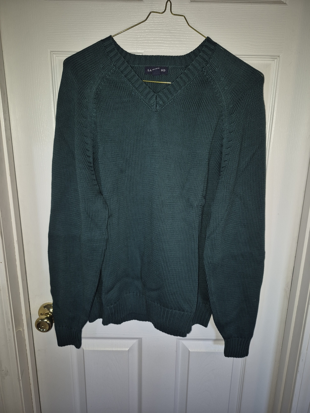Lands' End Men's V-Neck Sweater in Dark Green